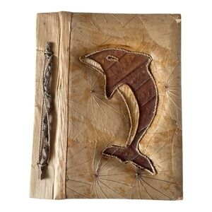 Handmade Dolphin Photo Album – Rustic Natural Cover with Dolphin Design